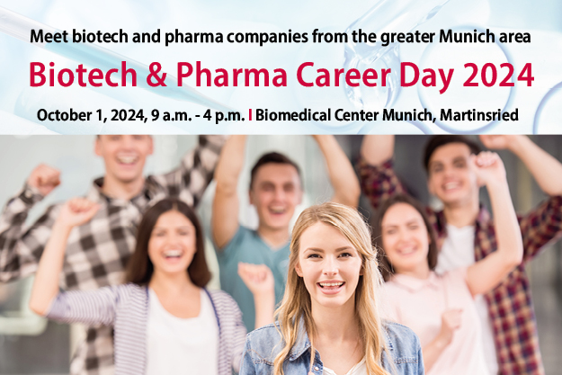 Biotech & Pharma Career Day 2024: Join us for our career orientation event, bringing next-generation doctoral, postdoctoral and medical researchers together with biotech companies in the greater Munich area.